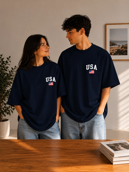 USA printli futbolkalar erkaklar va ayollar uchun, paxta