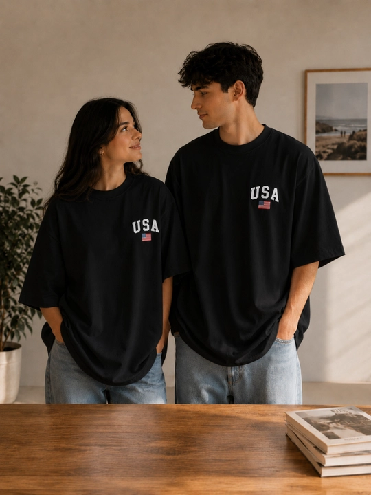 USA printli futbolkalar erkaklar va ayollar uchun, paxta