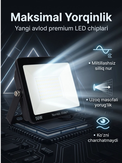 Beltoms Svetodiodli LED Projektor 50W — Yuqori sifatli chiplar, namga chidamli