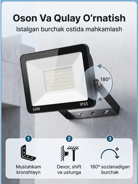 Beltoms Svetodiodli LED Projektor 50W — Yuqori sifatli chiplar, namga chidamli