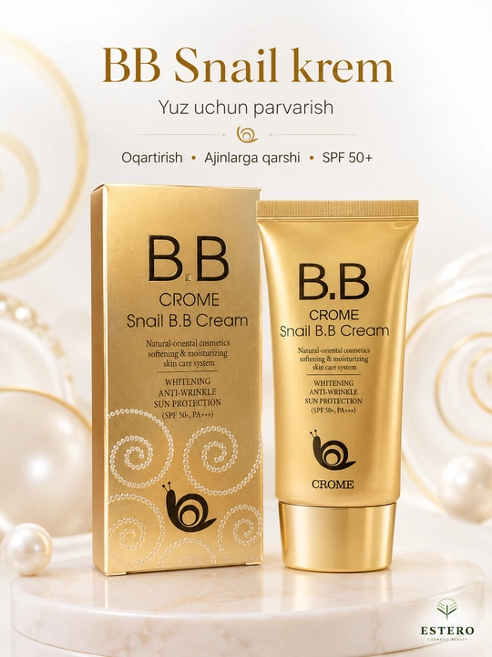CROME Snail B.B Cream — тональный BB крем с муцином улитки SPF 50+ PA+++ 