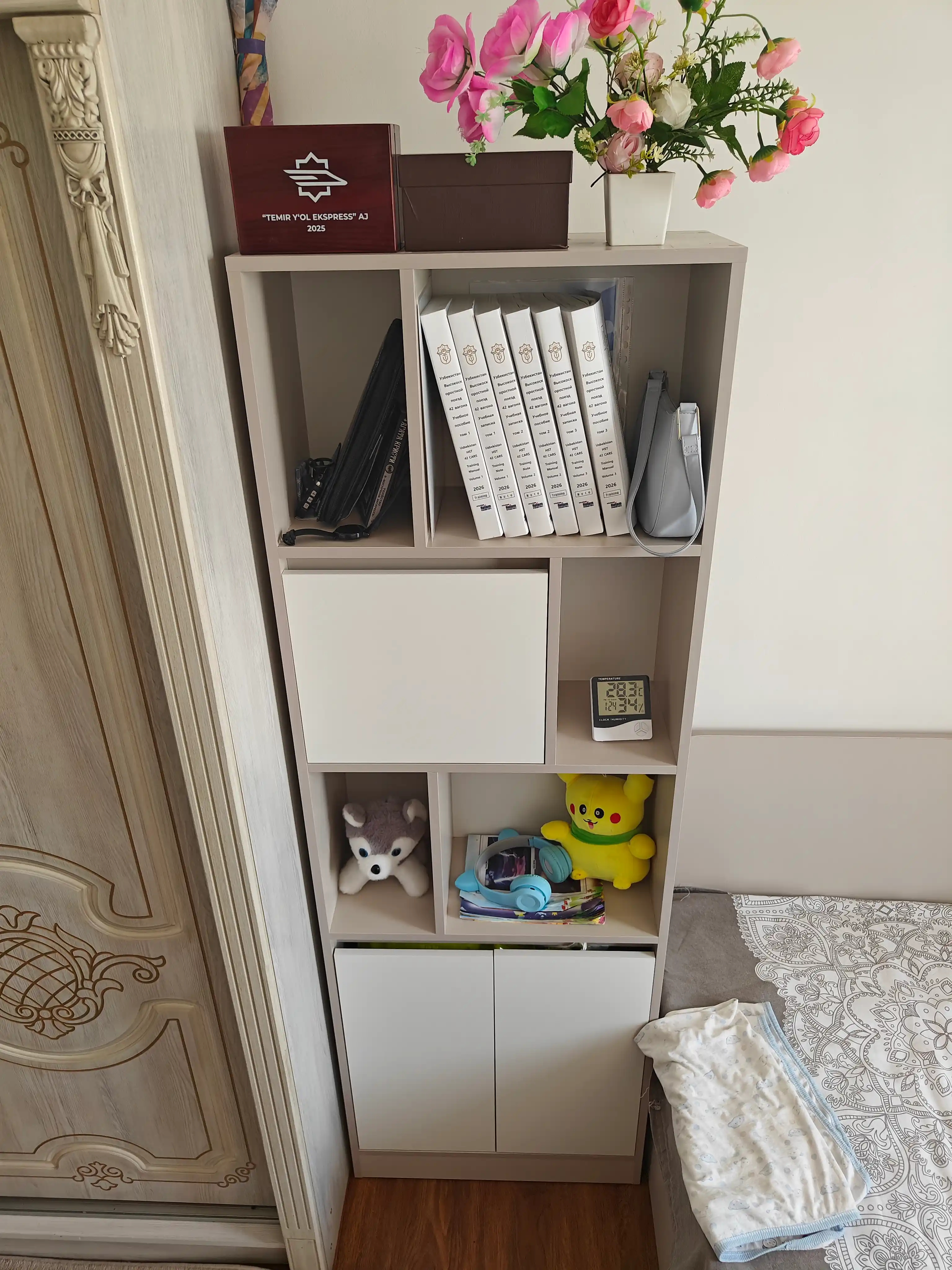 Bordo 60 - 180x60x25 sm, javoni, kitob javoni, qalamdon uy uchun mebel (yig‘ilgan holatda)