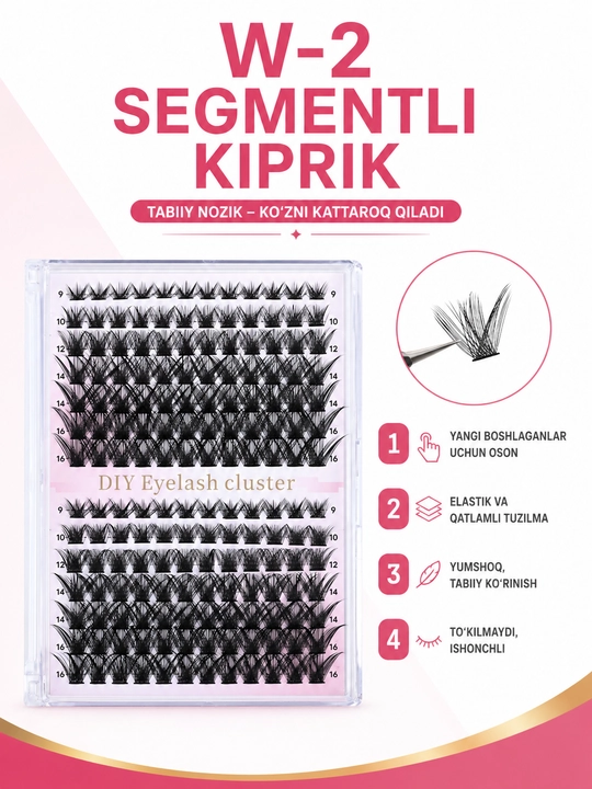 Набор для наращивания ресниц DIY – с пучками 10D, 20D, 30D, 40D