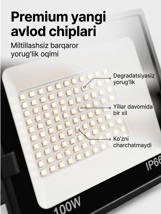 Beltoms Svetodiodli LED Projektor 100W — Yuqori sifatli chiplar, o'ta kuchli