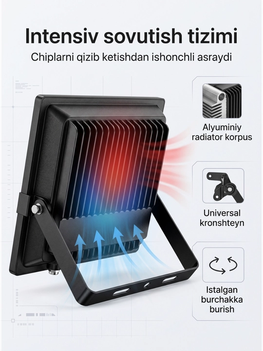 Beltoms Svetodiodli LED Projektor 100W — Yuqori sifatli chiplar, o'ta kuchli