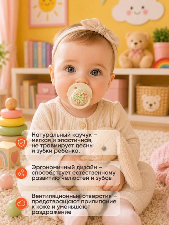 SAFF so'rg'ichlar tabiiy lateksdan, 0 - 6 va 12+ oylik bolalar uchun