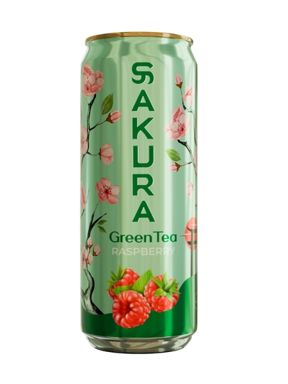 Зелёный чай «SAKURA» со вкусом Малины, 450 мл х12 шт — O754-ВЫКПРЕНО