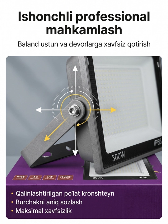 Beltoms Svetodiodli LED Projektor 300W — Yuqori sifatli chiplar, ekstremal kuchli sanoat