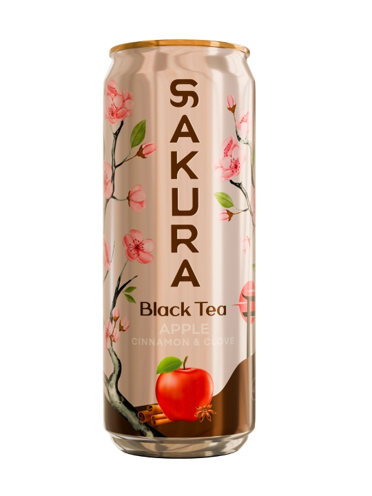 Qora choy SAKURA olma, dolchin va chinnigullar ta’mi bilan 450 ml x12 dona - 