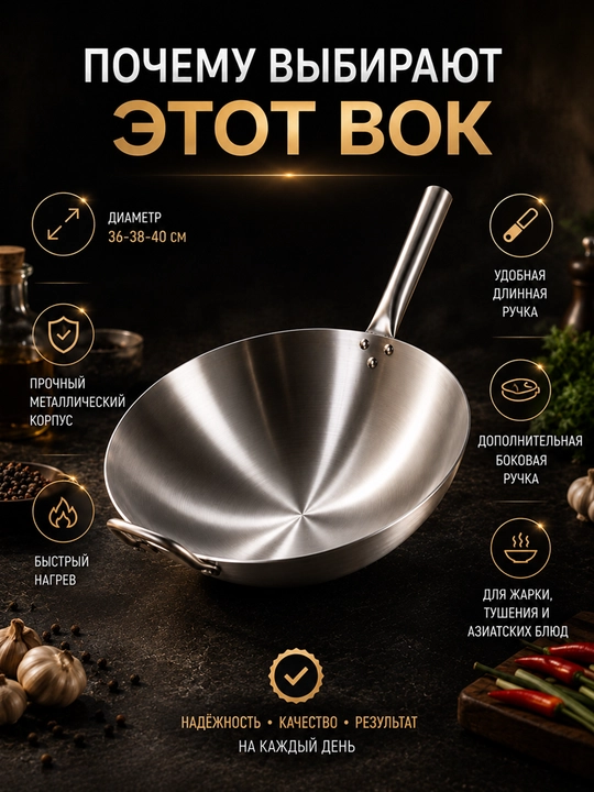 Сковорода-WOK из нержавеющей стали – для жарки, тушения и запекания