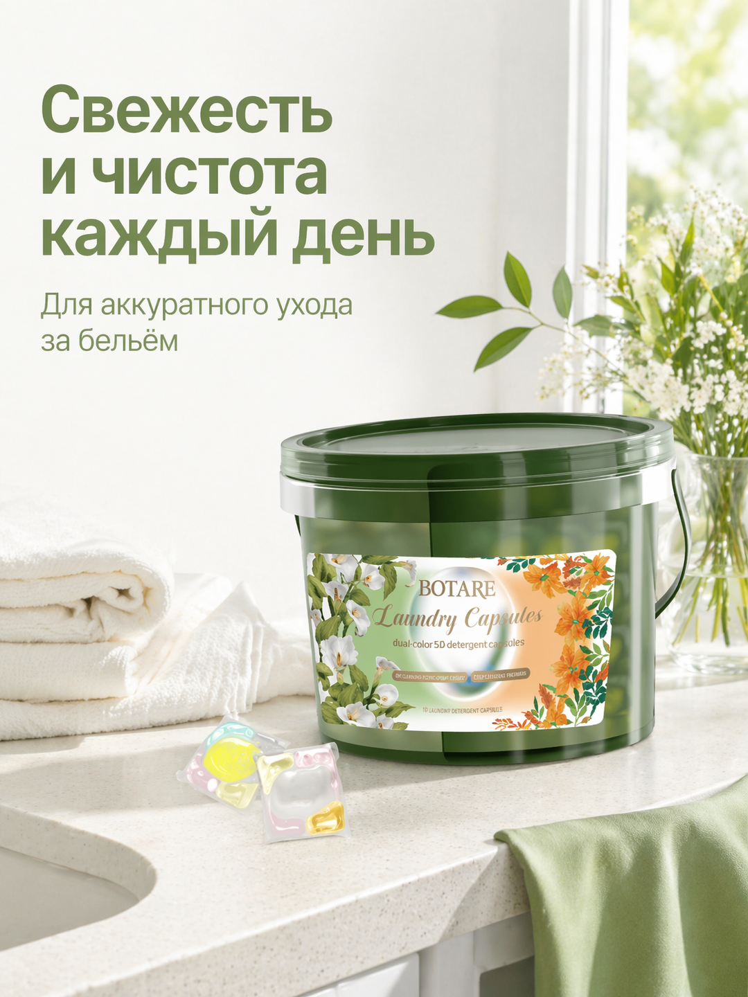 BOTARE 100 ароматических бусин для стирки, капсулы для стирки белья, порошок - 