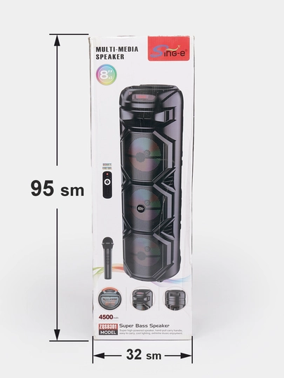 Kolonka, bluetooth simsiz portativ karnay, karaoke, RGB yoritgich va mikrofon, ZQS-8301