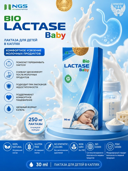 Bio Lactase Baby — детская лактаза для комфортного пищеварения - 