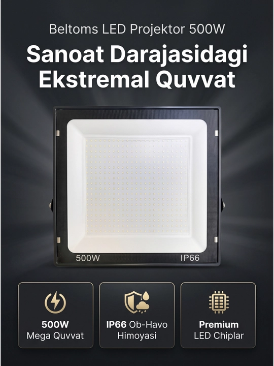 Светодиодный LED прожектор Beltoms 500W Экстремальная промышленная мощность, сверхмощный - 