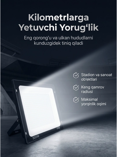 Beltoms 500W LED projektor Ekstremal sanoat quvvati, o‘ta kuchli