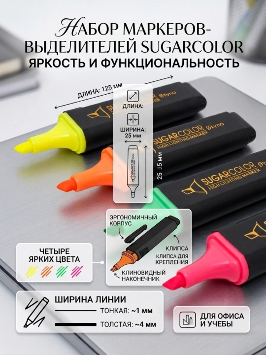 Комплект 12 штук маркеров для стекла и других поверхностей - 