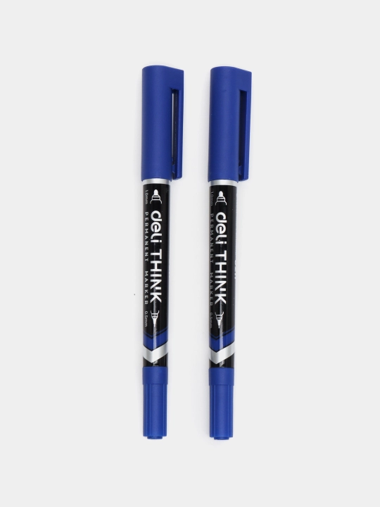 Doimiy marker Deli EU211-BK, ikki tomonlama, 0.5-1.0 mm, qora 2 dona - 