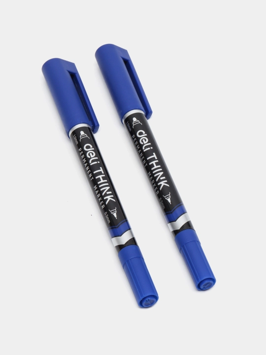 Doimiy marker Deli EU211-BK, ikki tomonlama, 0.5-1.0 mm, qora 2 dona