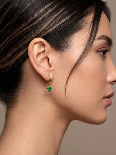 Серьги позолоченные — 1LUCKY-A450GG-ЗЕЛЕН