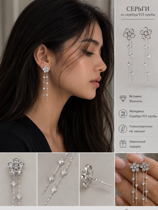 Женские серьги Serebro 925  — красивые и изящные украшения
