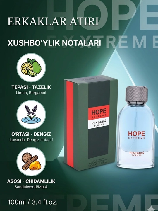 Hope Extreme мужской парфюм EDP 100 мл – сильный, современный и уверенный аромат - 