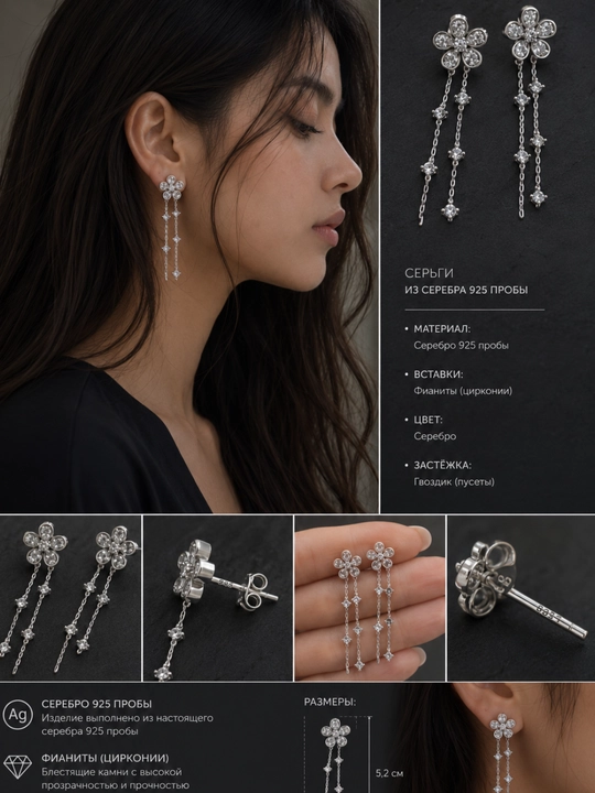 Женские серьги Serebro 925  — красивые и изящные украшения