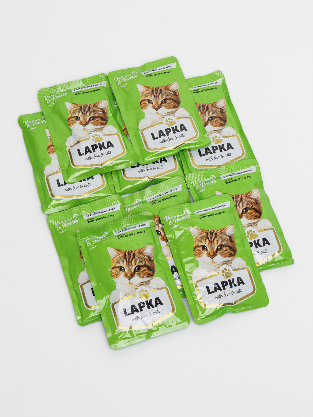 Lapka mushuklar uchun nam yem sousli quyon qo‘shilgan, 85 gr 10 dona