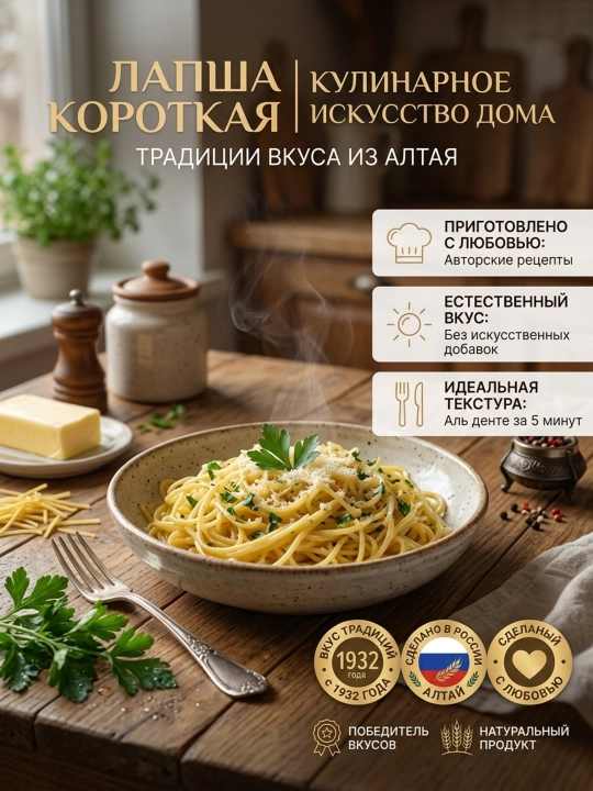 Макароны "Алейка", Лапша короткая, высший сорт, 400 гр