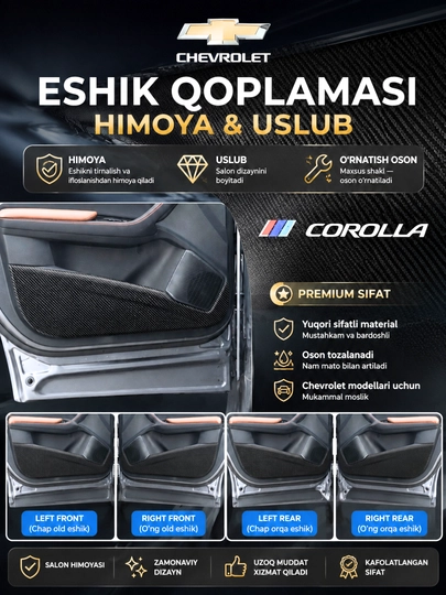 Карбоновые защитные накладки на двери Chevrolet (комплект 4 шт.) — ESA-ESHIK-LACETTI