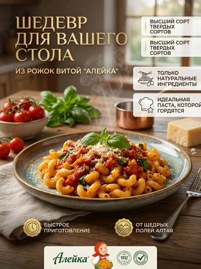 Makaron mahsulotlari "Aleyka", Buralgan rojki, oliy nav, 400 gr