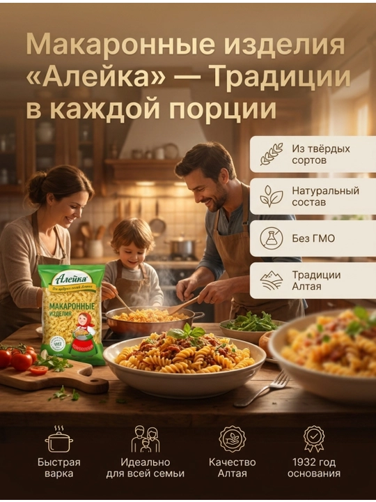Makaron mahsulotlari "Aleyka", Spiral, oliy nav, 400 gr
