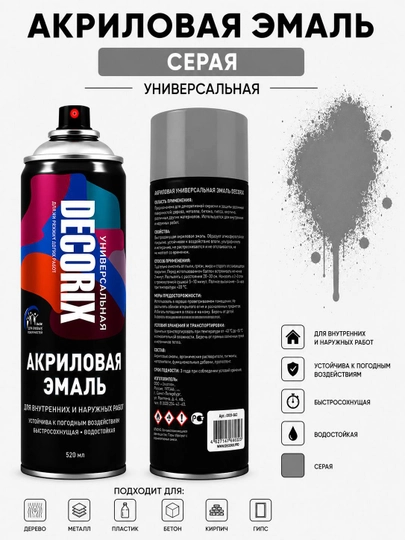 DECORIX Universal Gloss универсальная глянцевая эмаль аэрозольная 520 мл