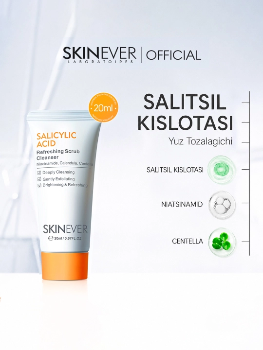 Гель-скраб для лица SKINEVER с салициловой кислотой от прыщей и акне, 75мл