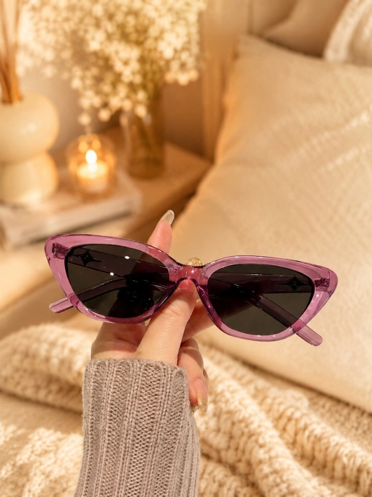 Солнцезащитные очки женские Cat Eye, черные, стильные, модные, UV защита - 