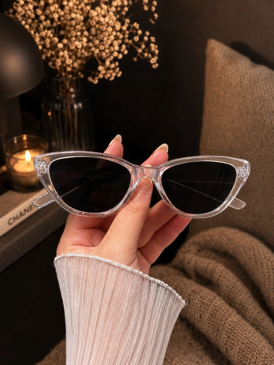 Солнцезащитные очки женские Cat Eye, черные, стильные, модные, UV защита - 