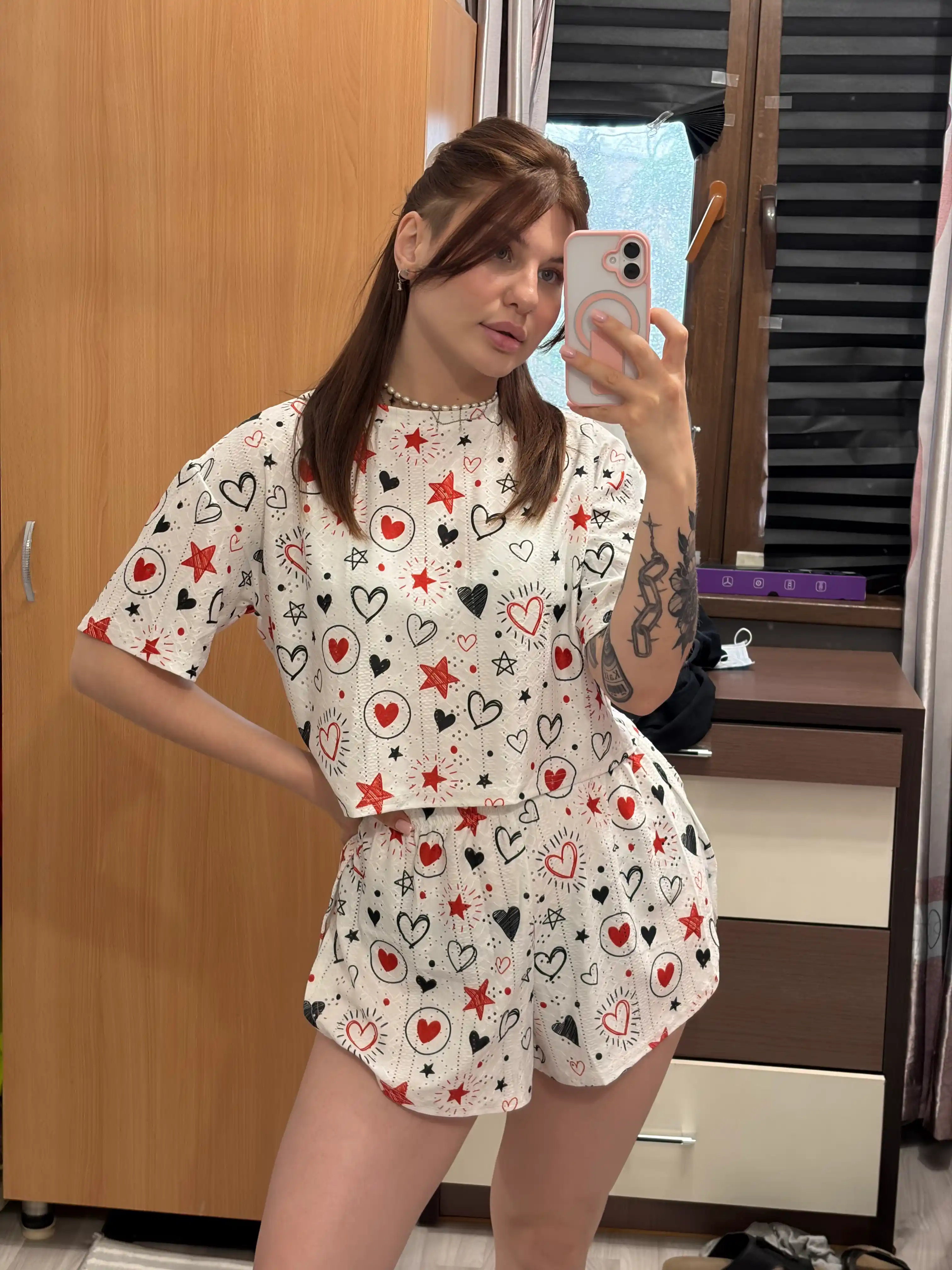 Ayollar pijamasi, shortik va top futbolka, uy kiyimi, ayollar va qizlar uchun