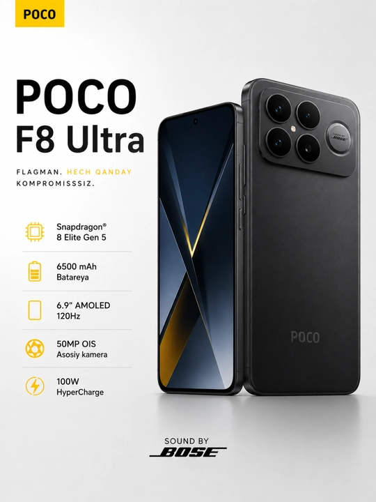 POCO F8 Ultra 16/512 — флагман с мощным процессором, AMOLED экраном и 512 ГБ памяти - 