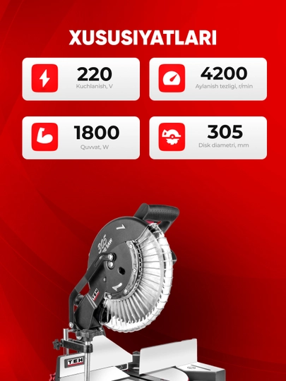Professional arra TEH TMS30518, 305 mm, 4600 ayl/min, 1800 Vt