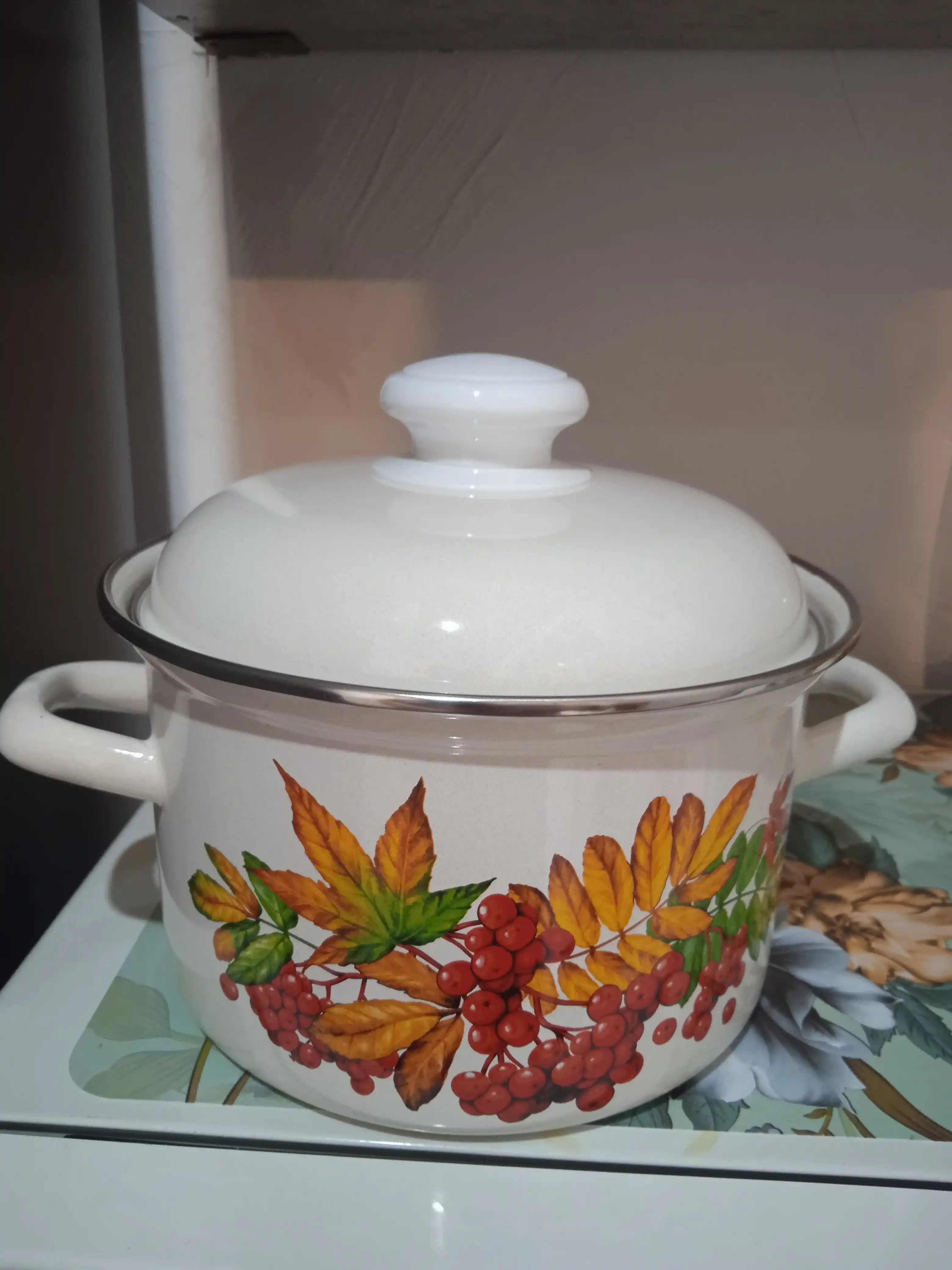 Кастрюля эмалированная с крышкой, для кухни