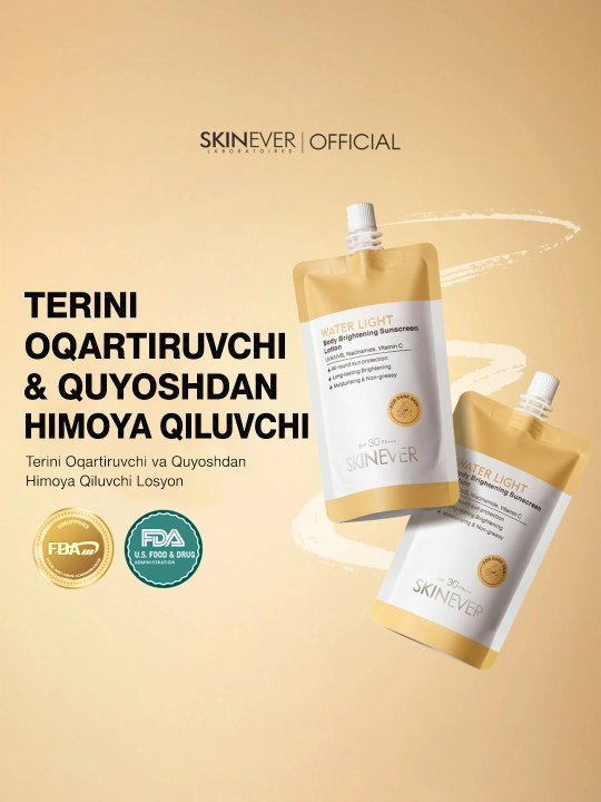 SKINEVER SPF30 PA+++ tana uchun quyoshdan himoya qiluvchi va oqartiruvchi losyon - 