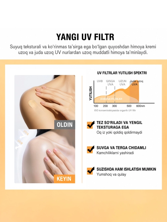 SKINEVER SPF30 PA+++ tana uchun quyoshdan himoya qiluvchi va oqartiruvchi losyon