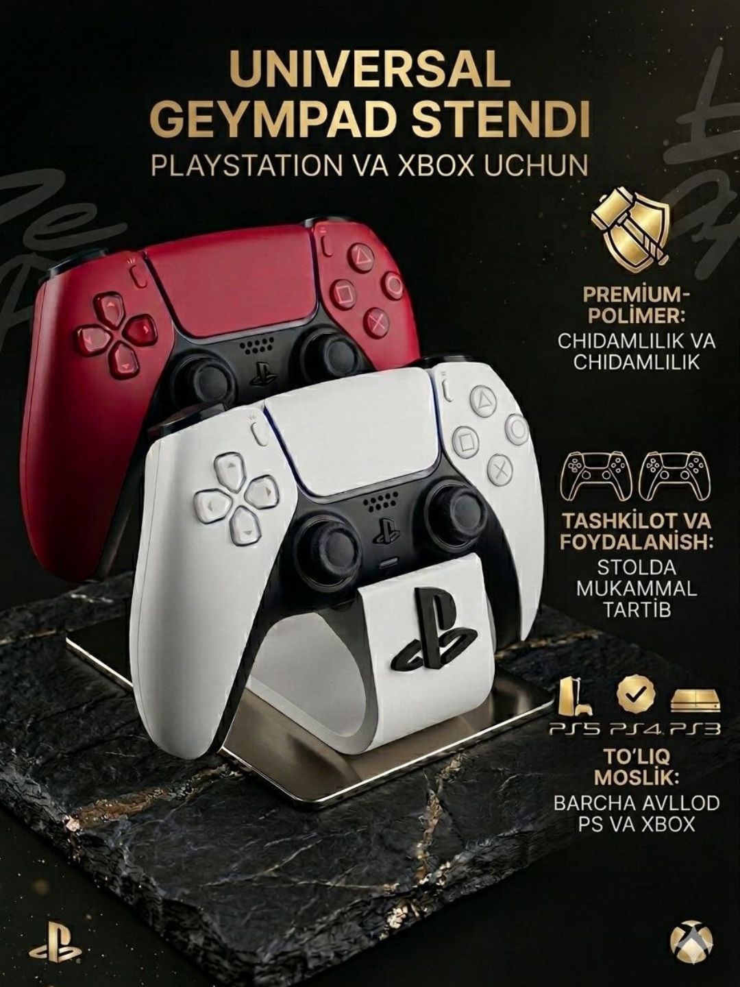 Universal geympad stendi - PlayStation va Xbox uchun stol usti uchun mo'ljallangan