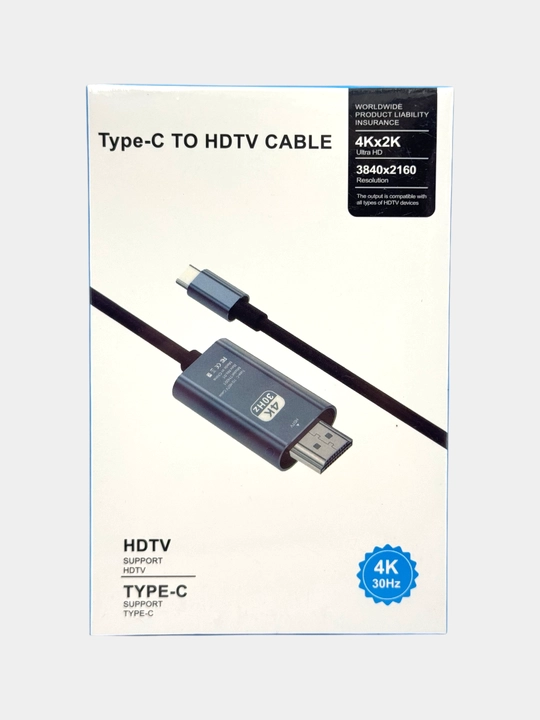 Type-C turidan HDMI 1080p 4K gacha bo'lgan 60Hz 2 metrli adapter kabeli