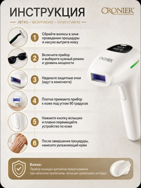 Фотоэпилятор CRONIER для домашнего использования