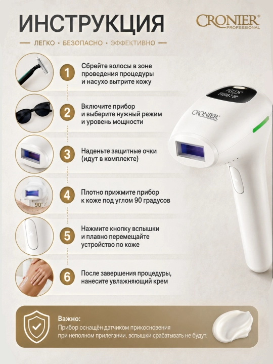 Фотоэпилятор CRONIER для домашнего использования