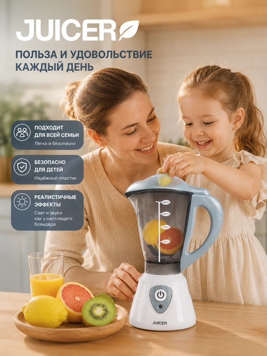 Детский набор фен и блендер игрушки со звуком и эффектами