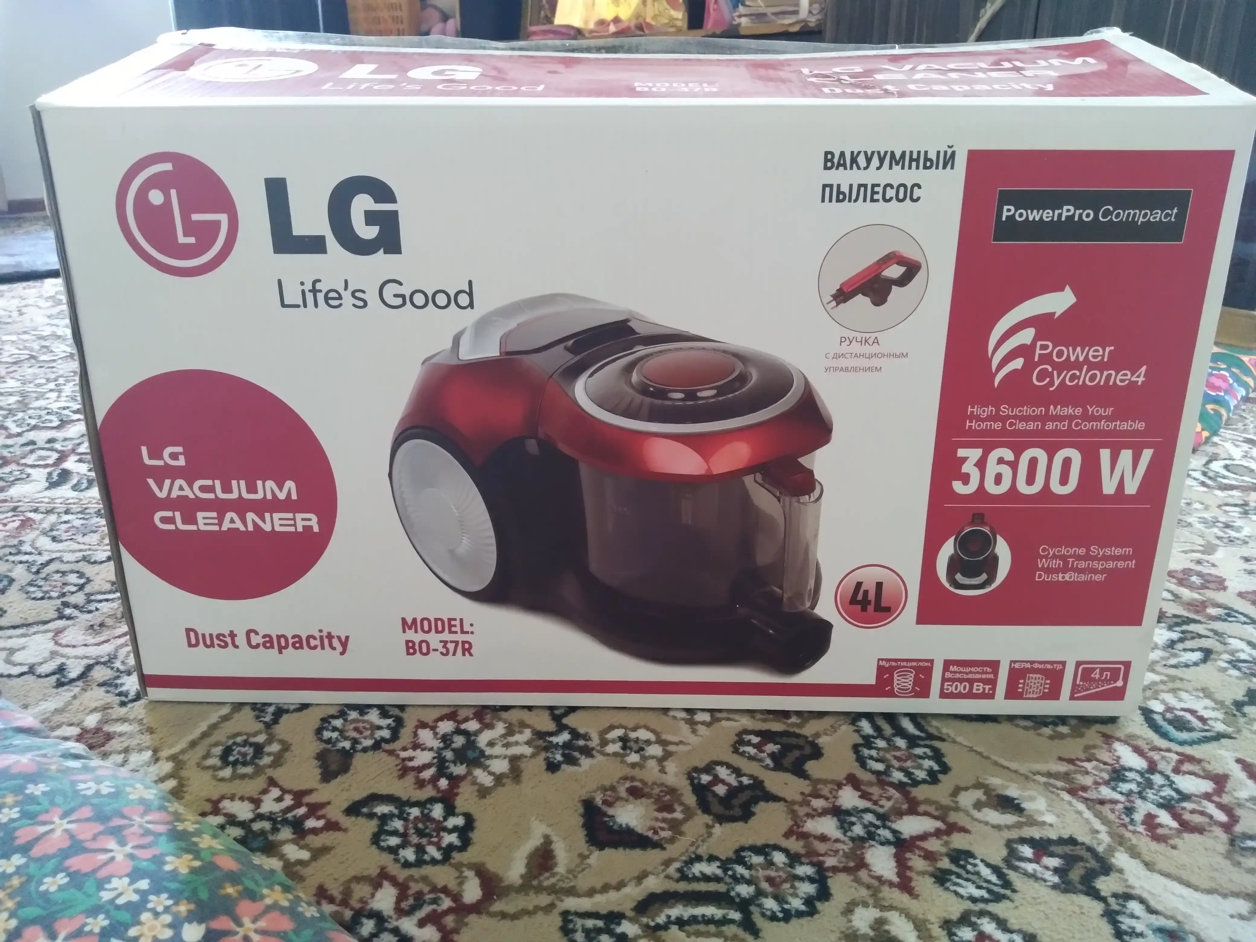 Пылесос LG PowerPro, 3600W, без мешка, 4 л, HEPA фильтр