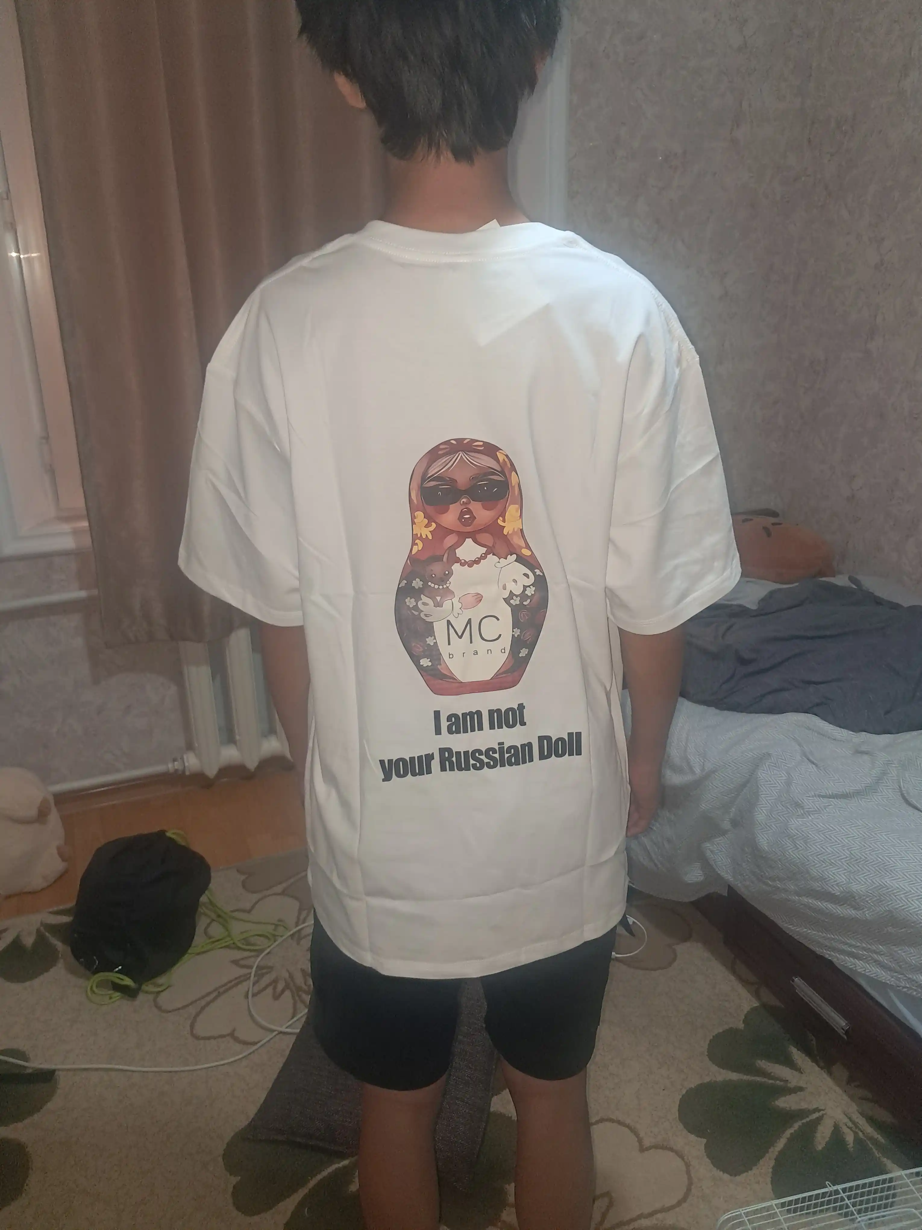 Oversize futbolka, printli futbolka, 100% paxta, koreys uslubi, Y2K uslubi