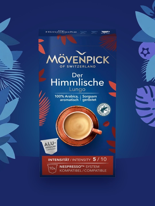 Kapsulalaridagi qahva Movenpick Der Himmlische, Nespresso Original, 10ta kapsula,Germaniya - 