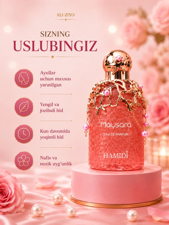 Ayollar Atiri Hamidi Maysara 100 ml, Parfyumlangan Suv